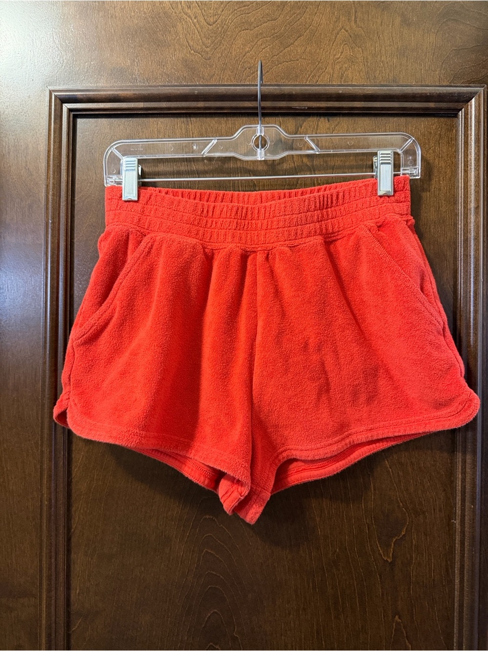 Offline Aerie Women's Red Terry Athletic Shorts with Elastic Waist